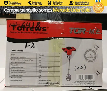 TALADRO MEZCLADOR CONCRETO PINTURA 1200 W "TORREWS"