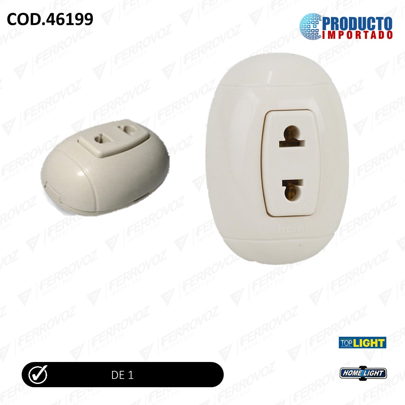 TOMA CORRIENTE SIMPLE OVAL VISIBLE MARFIL