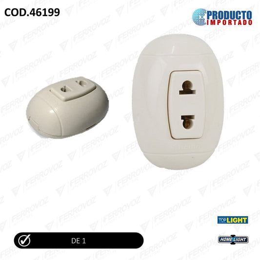 TOMA CORRIENTE SIMPLE OVAL VISIBLE MARFIL