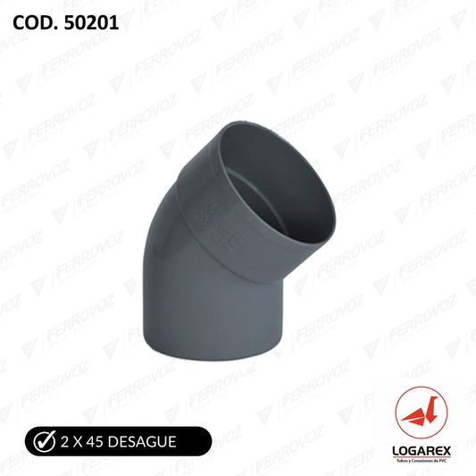 CODO DESAGUE 2" X 45° "DURAMAS"