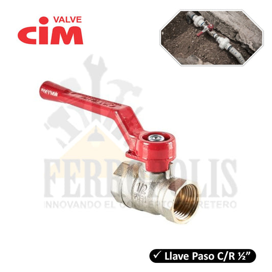 LLAVE PASO METAL 1/2"  PESADO "CIM VALVE"