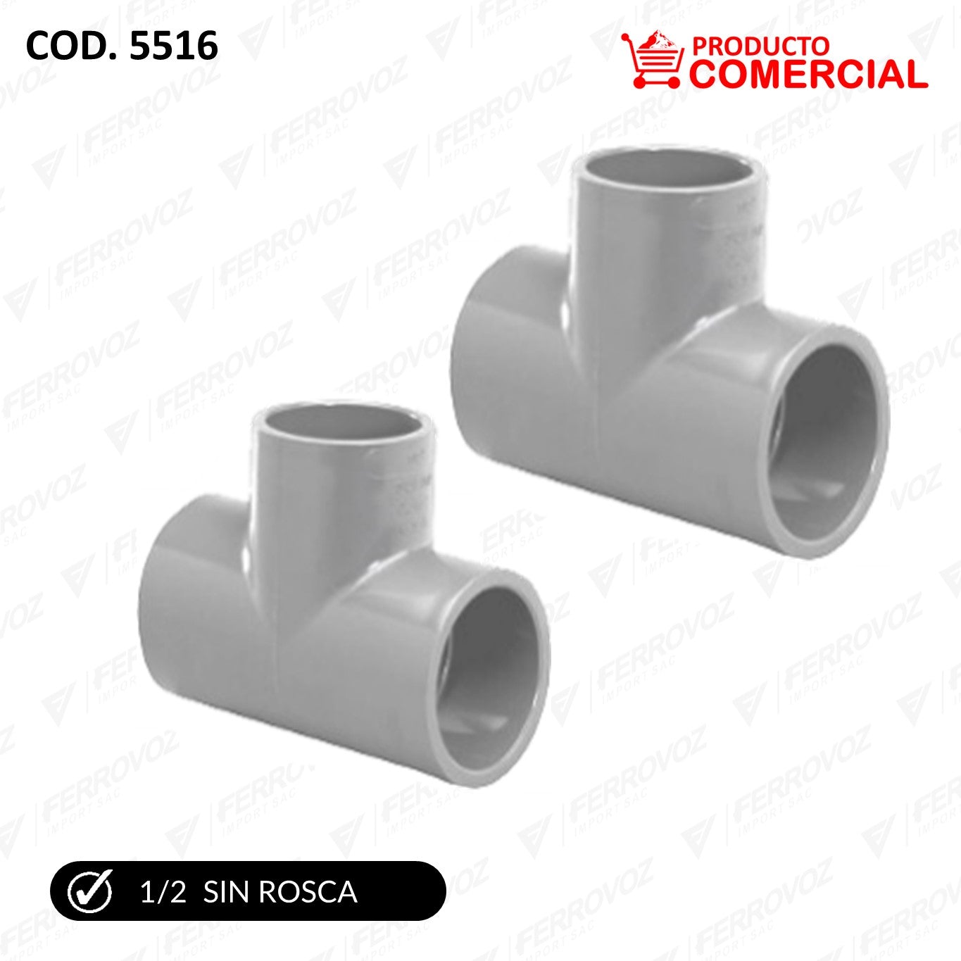 TEE AGUA 1/2" S/ROSCA INYECTADO "INYECTOPLAST"