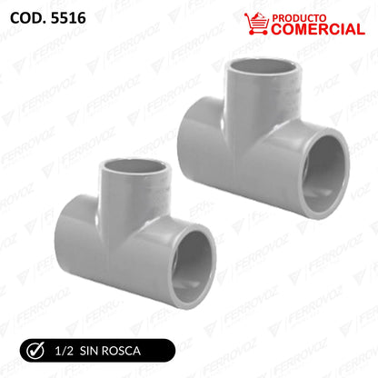 TEE AGUA 1/2" S/ROSCA INYECTADO "INYECTOPLAST"
