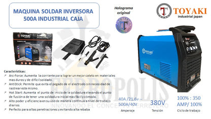 MAQUINA SOLDAR INVERSORA 500A INDUSTRIAL "TOYAKI JAPAN"
