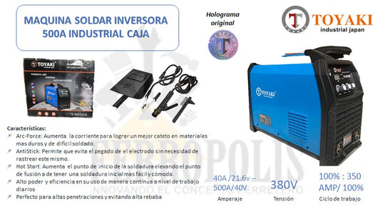 MAQUINA SOLDAR INVERSORA 500A INDUSTRIAL "TOYAKI JAPAN"