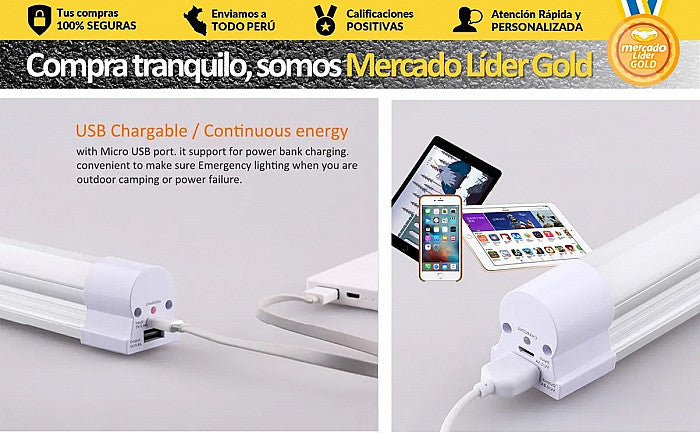 Lampara Led Portatil Recargable Base Aluminio 9w 200w