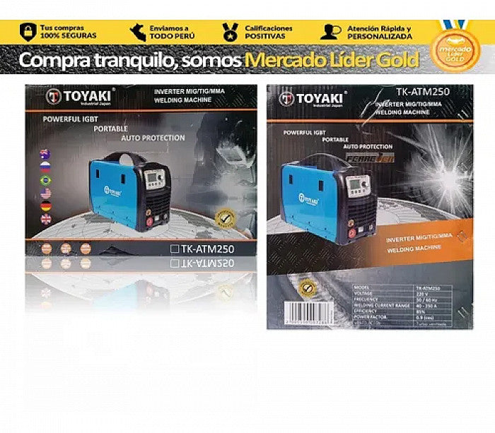 MAQUINA SOLDAR TOYAKI JAPAN 250A  (3 En 1) TIG MIG MMA / TKATM250