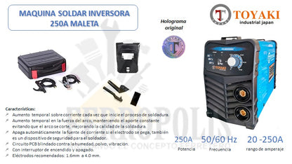 MAQUINA SOLDAR INVERSORA 250A MALETA " TOYAKI JAPAN"