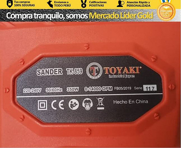 LIJADORA ROTO ORBITAL 350W "TOYAKI"