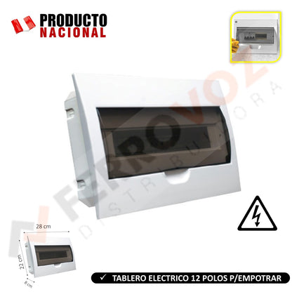 CAJA LLAVE TERMICA EMPOTRAR 12 POLOS PVC