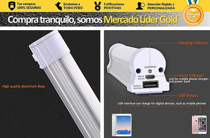 Lampara Led Portatil Recargable Base Aluminio 9w 200w
