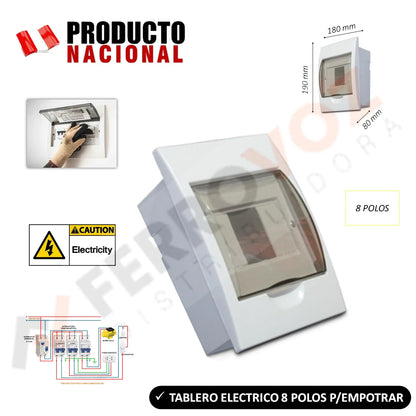 CAJA LLAVE TERMICA EMPOTRAR 8 POLOS PVC