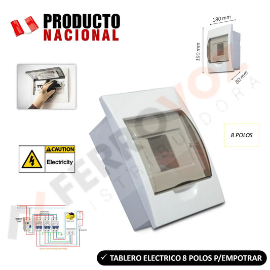 CAJA LLAVE TERMICA EMPOTRAR 8 POLOS PVC