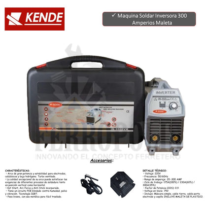MAQUINA SOLDAR INVERSORA 300A MALETA "KENDE"