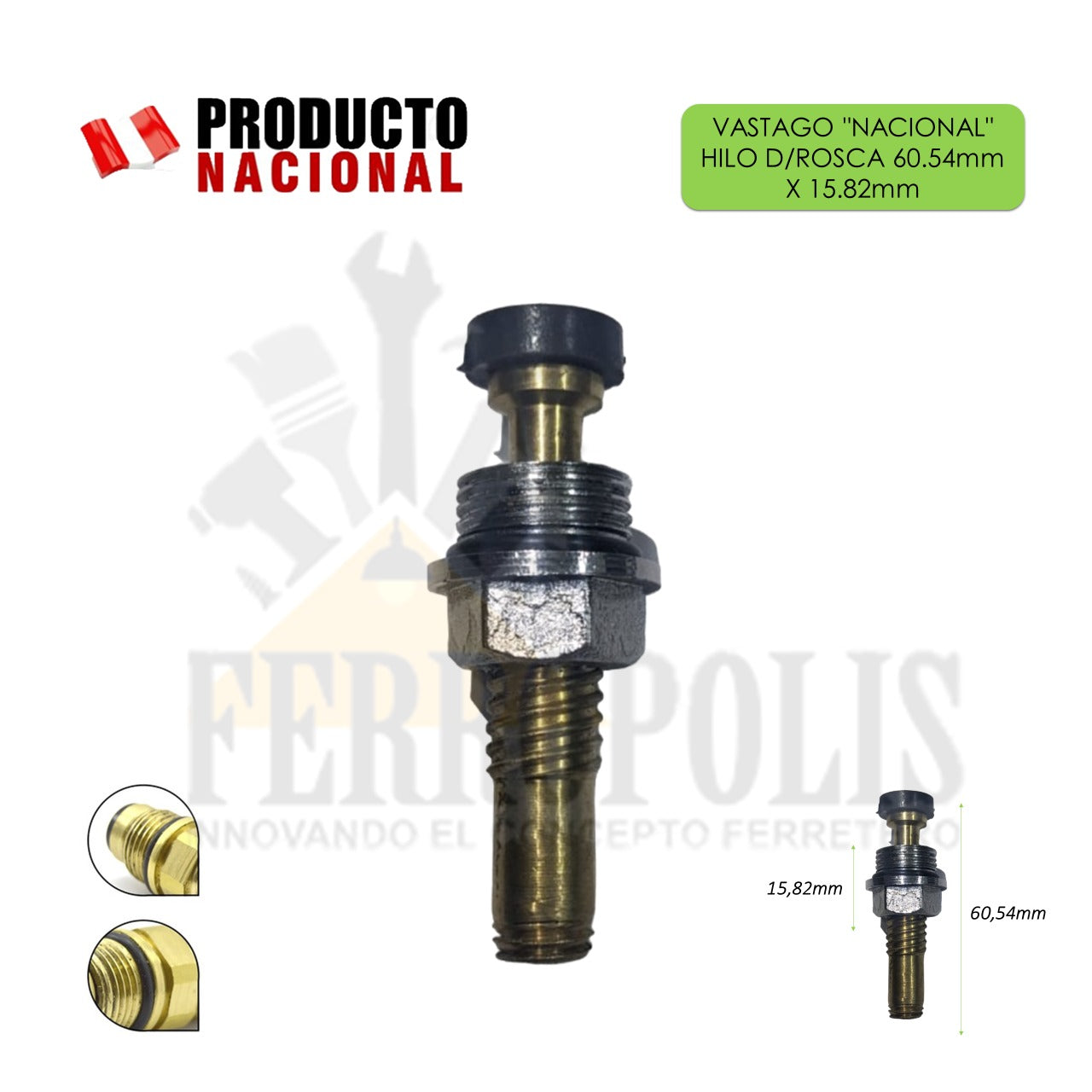 VASTAGO "NACIONAL" HILO D/ROSCA 60.54MM X 15.82MM