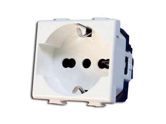 DADO TOMA SCHUKO C/LINEA A TIERRA, 3 EN LÍNEA 16A "OPALUX"