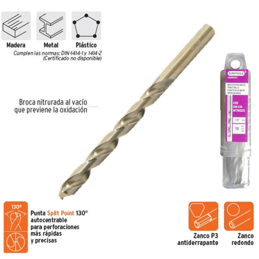 BROCA METAL HSS 3/8" 9.53 MM COMERCIAL