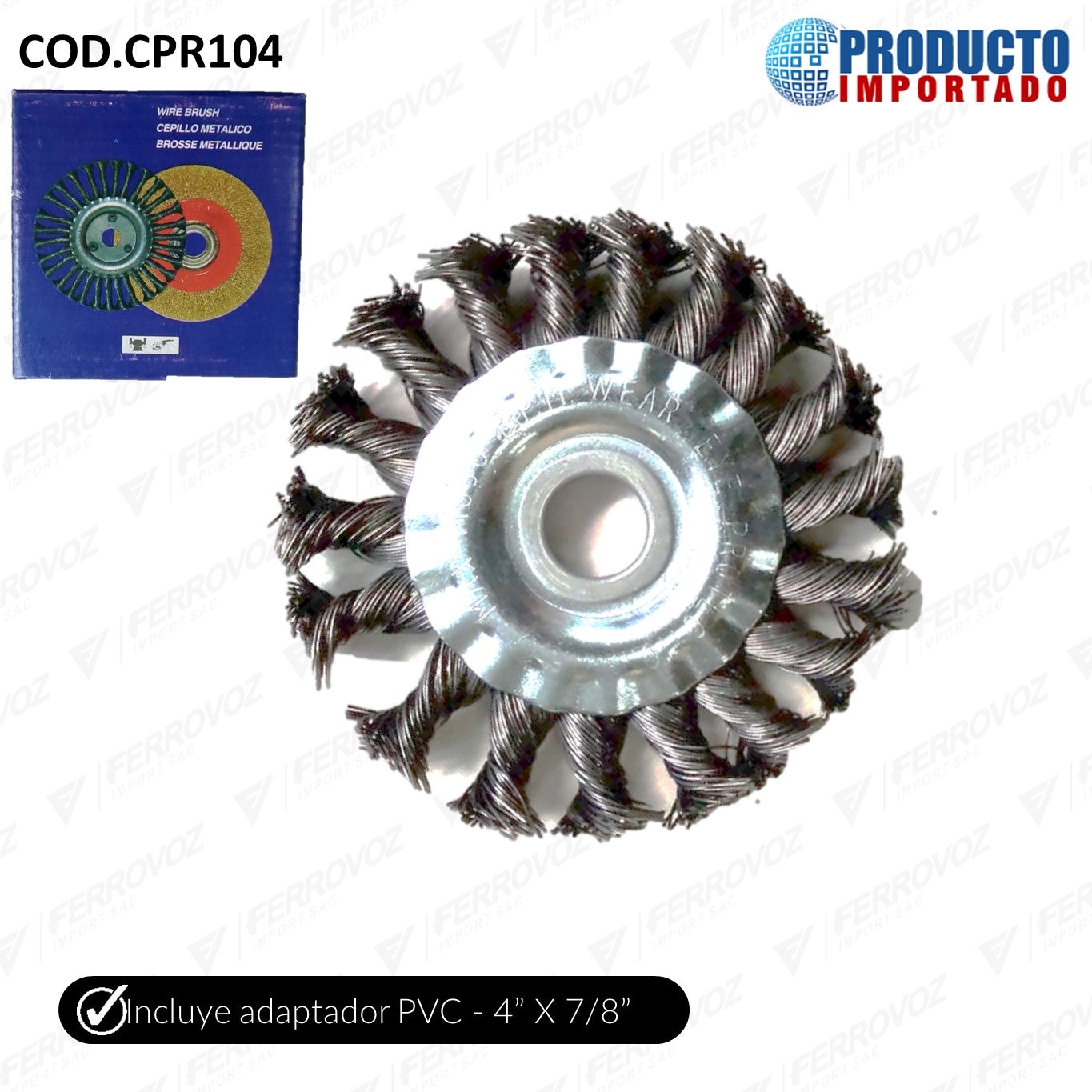 DISCO ESCOBILLA PLANA TRENZADA 4"
