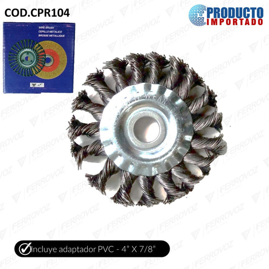 DISCO ESCOBILLA PLANA TRENZADA 4"