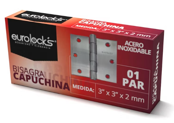 BISAGRA CAPUCHINA 3.5" X 3.5" x 2.5 mm  AC.INOX ( X PAR )