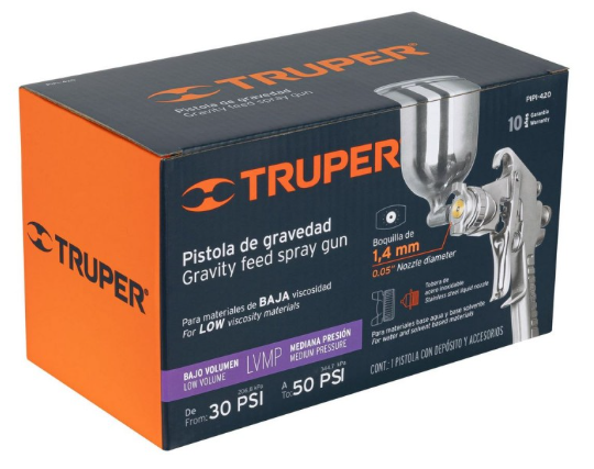 PISTOLA PINTAR GRAVEDAD LVMP , VASO ALUMINIO ,  1.4mm "TRUPER"