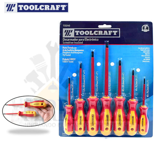 JUEGO DESARMADOR ELECTRICO ALTA TENSION 7 pza (TOOLCRAFT)