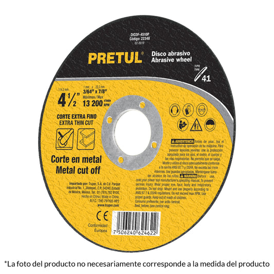 DISCO CORTE METLA 4 1/2"  CORTE FINO "PRETUL"