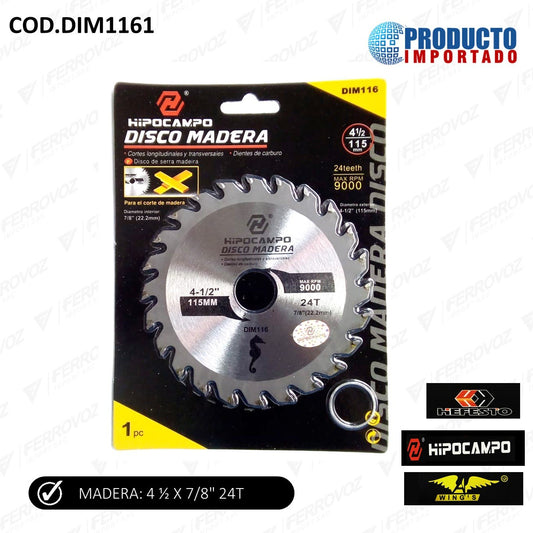 DISCO MADERA 4 1/2 X 24T