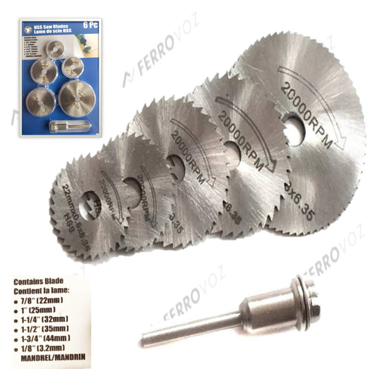 KIT DISCOS HSS MADERA ALUMINIO 6PCS TALADRO