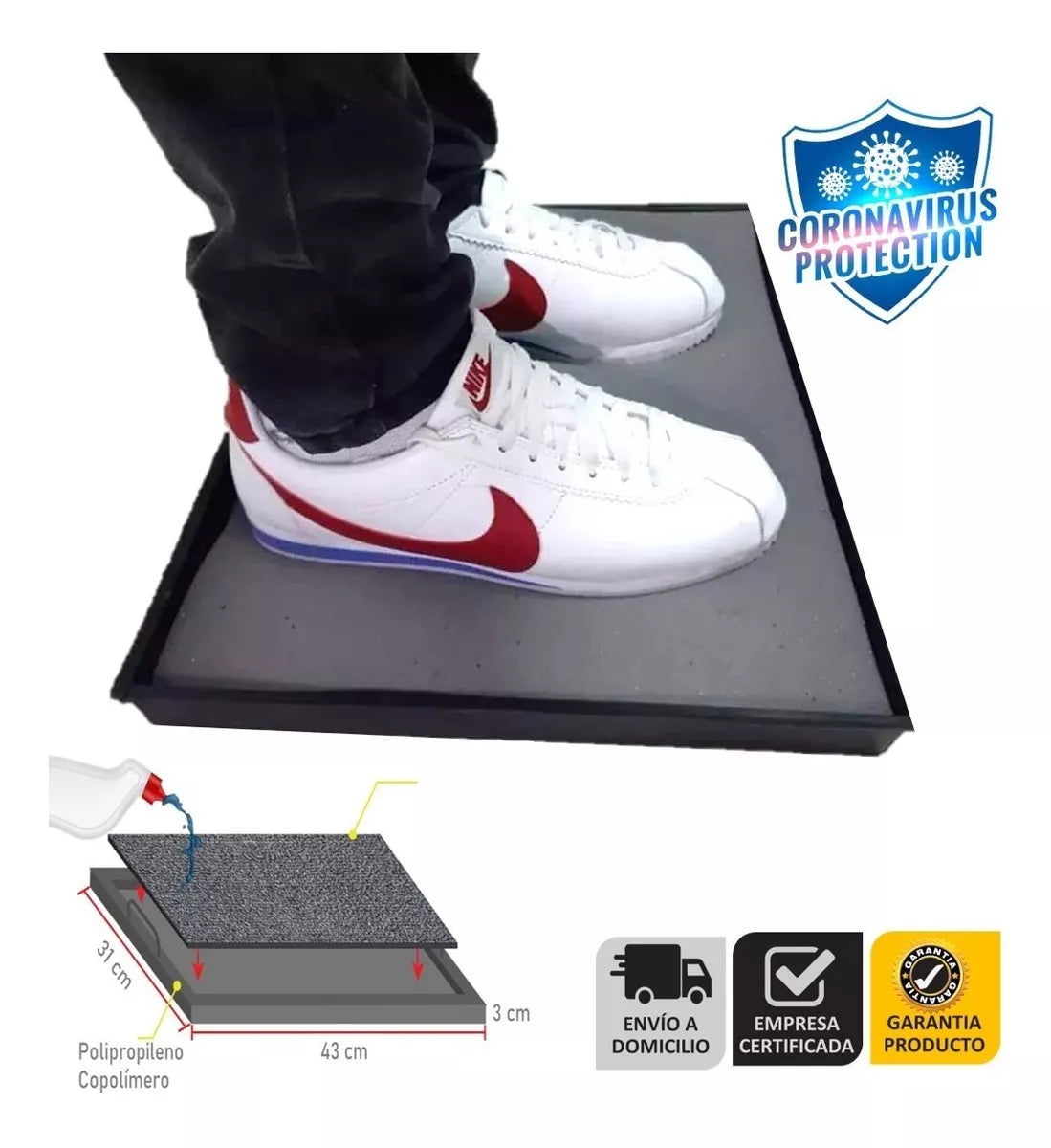 Bandeja Desinfectante Zapatos Calzado Pediluvio Sanitizante