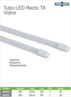 TUBO FLUORESCENTE LED T8 9W- 60 CM "HOME LIGHT"