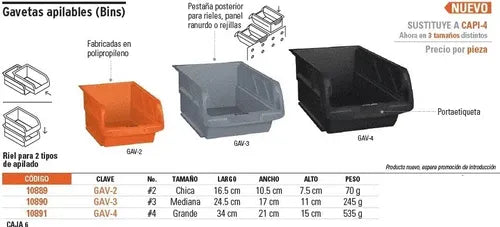 BANDEJA APILABLE  PLASTICO 17 x 11 x 8 cm "TRUPER"