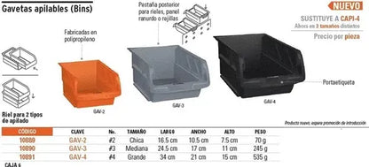 BANDEJA APILABLE  PLASTICO 17 x 11 x 8 cm "TRUPER"