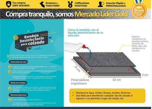 Bandeja Desinfectante Zapatos Calzado Pediluvio Sanitizante