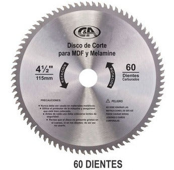 DISCO MADERA 41/2 X 60T "C&A"