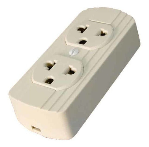 TOMACORRIENTE DOBLE TIERRA VISIBLE MARFIL BACKELITA