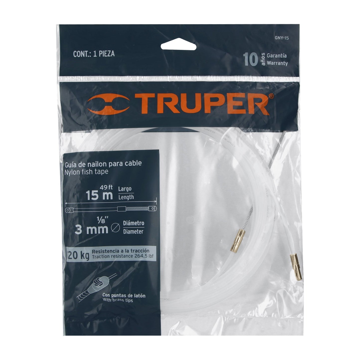 WINCHA PASACABLE PLASTICO  BLANCO 15 MTS "TRUPER"