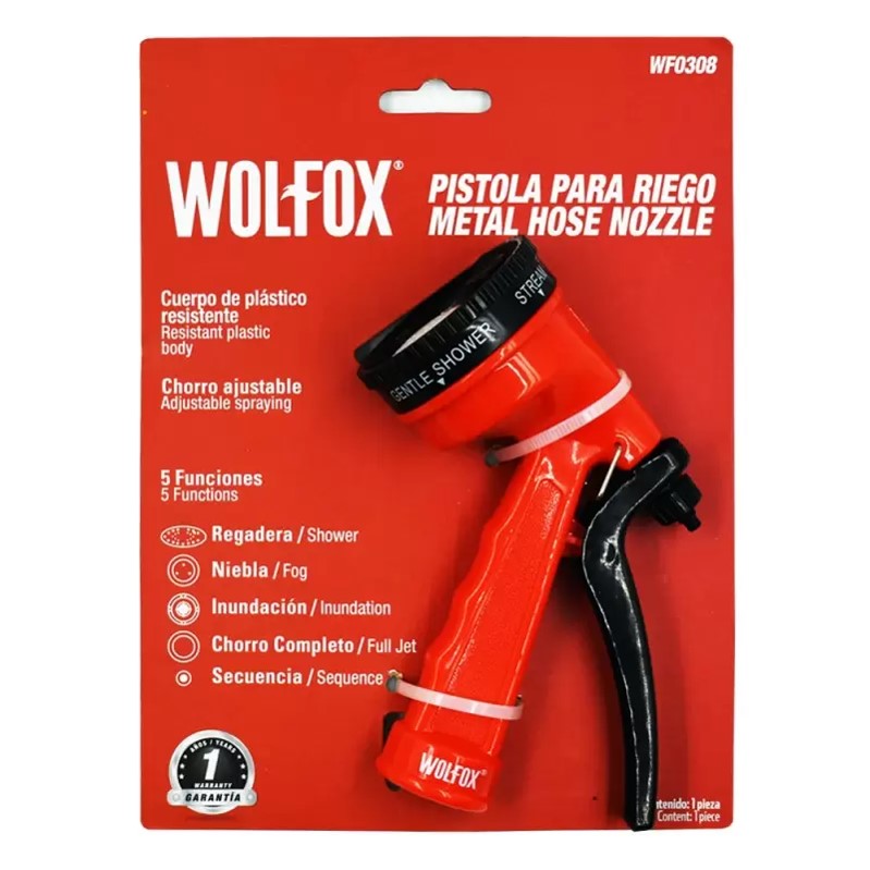 PISTOLA DE RIEGO WOLFOX 7 FUNCIONES 6"