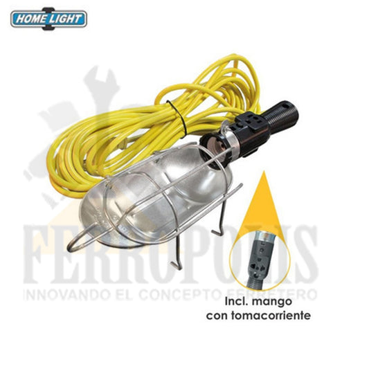 LAMPARA TALLER C/ TOMACORRIENTE ENCHUFE PLANO "HOME LIGHT"