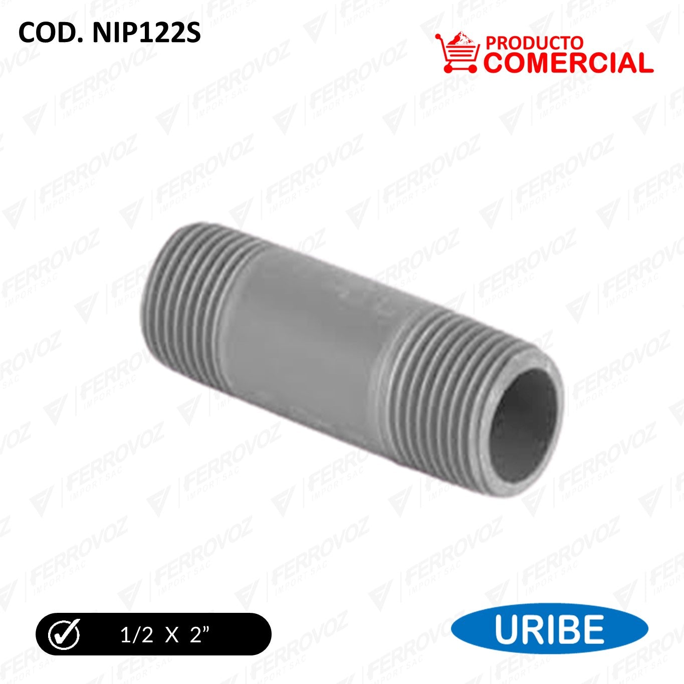 NIPLE PVC 1/2" X 2" "COMERCIAL"