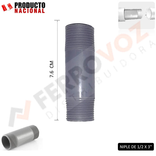 NIPLE PVC 1/2" X 3" "COMERCIAL"