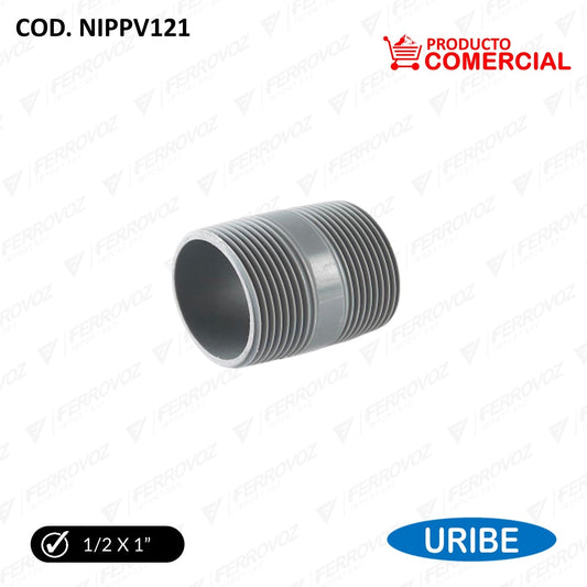 NIPLE PVC 1/2" X 1" "COMERCIAL"