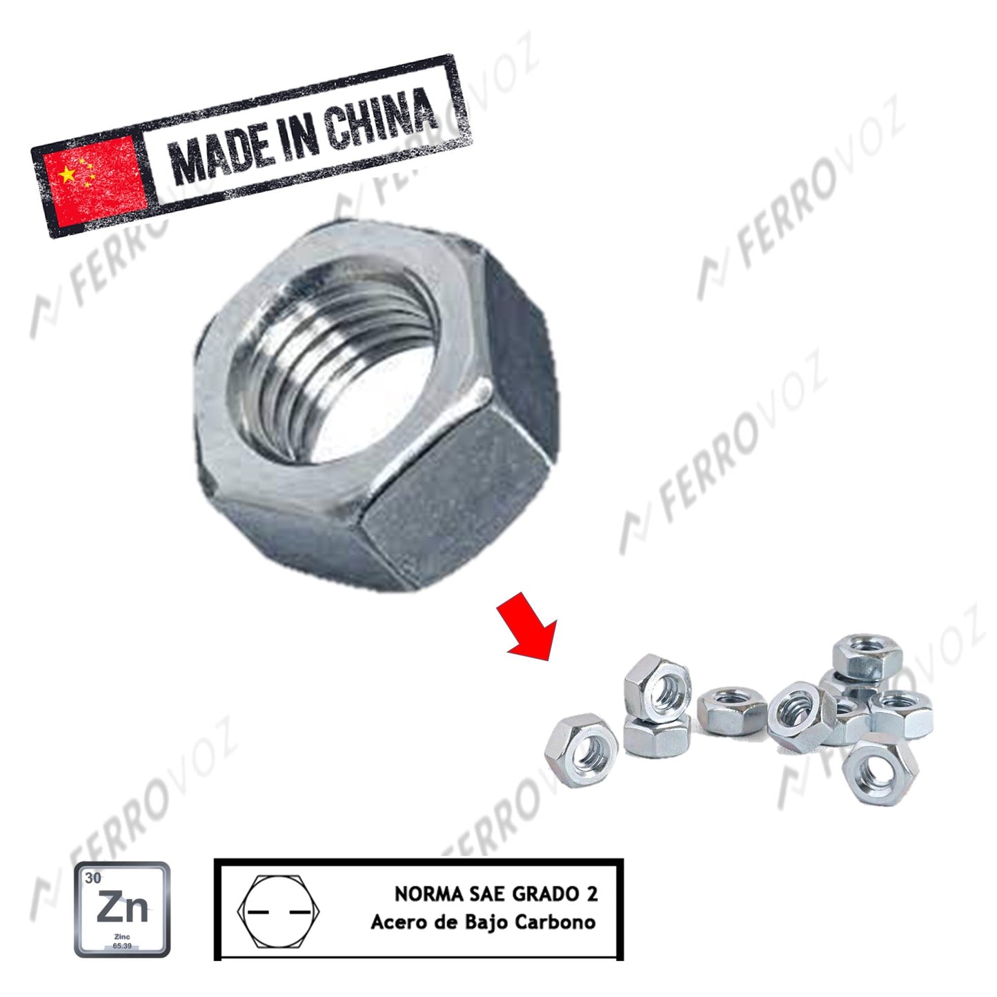 TUERCA HEXAGONAL  1/4" ( UNIDAD )