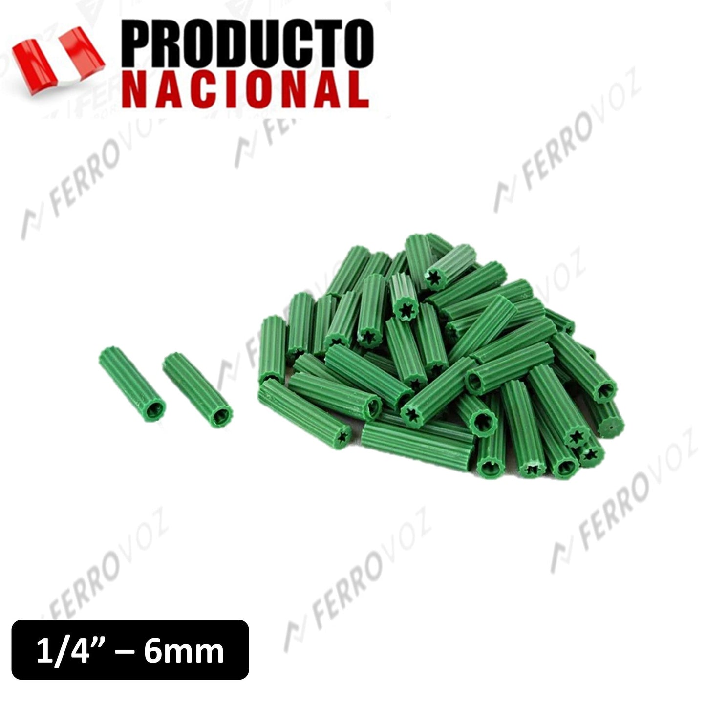 TARUGO PLASTICO VERDE 1/4" (GR ≈ 10PCS APROX)