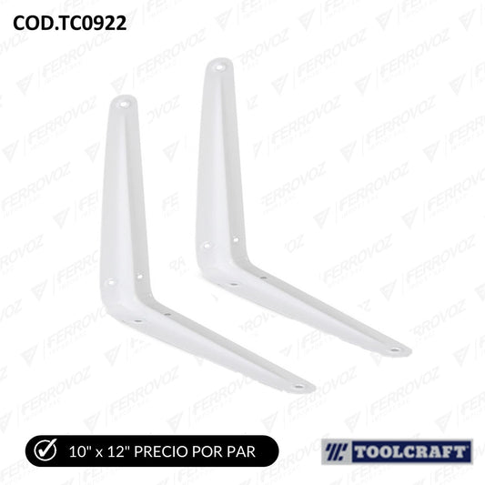 PAR DE ANGULO ESCUADRA BLANCO LIVIANO 12" X 14" (INC. TORNILLOS)