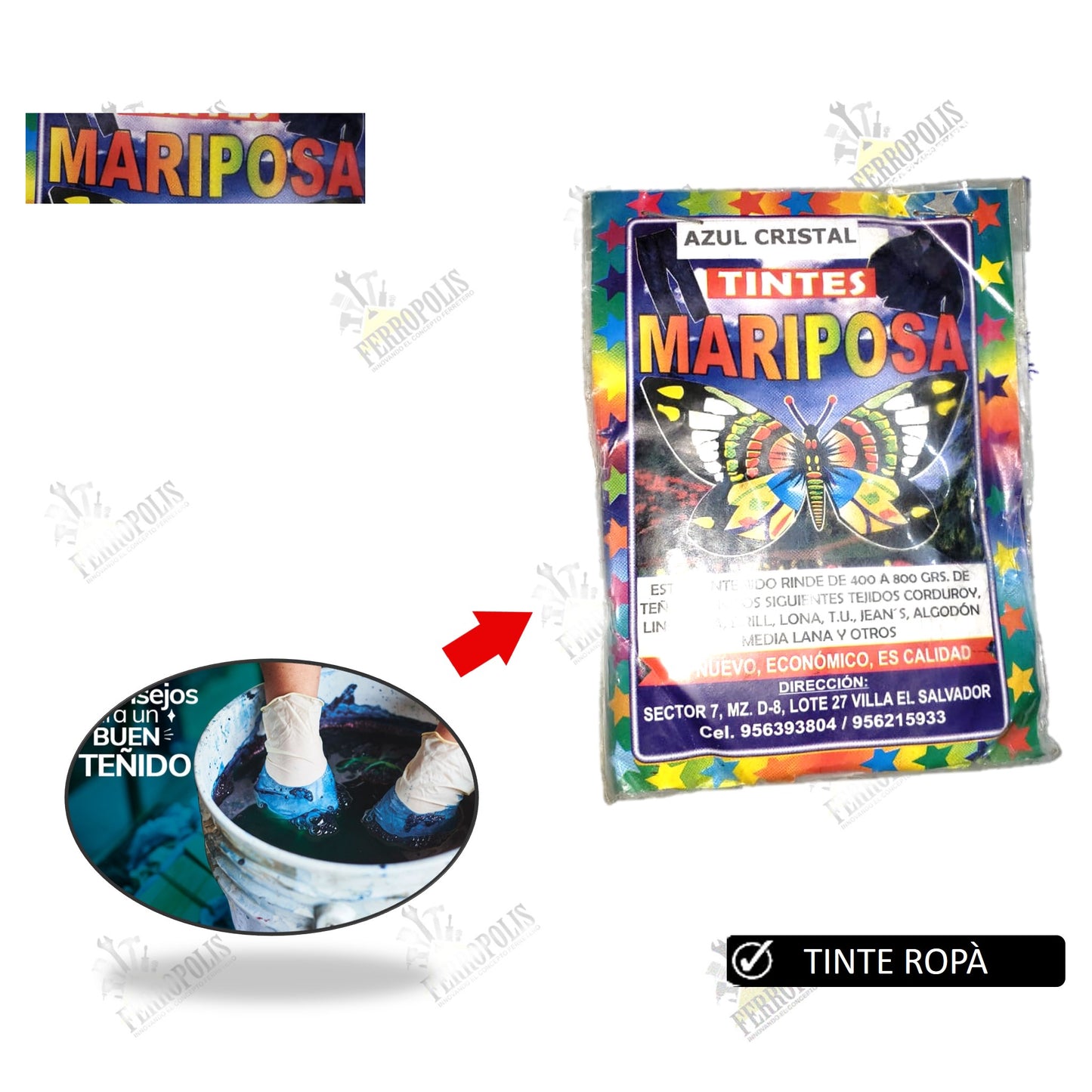 TINTE ROPA AZUL CRISTAL