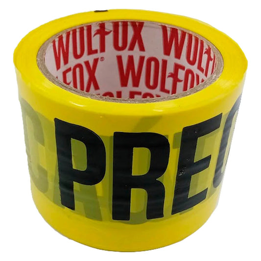 CINTA SEGURIDAD 3" X 90 MT  "PRECAUCION" "WOLFOX"