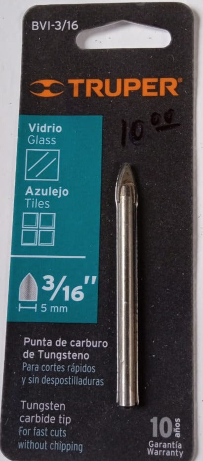 BROCA MAYOLICA VIDRIO 5MM ~ 3/16""TRUPER"