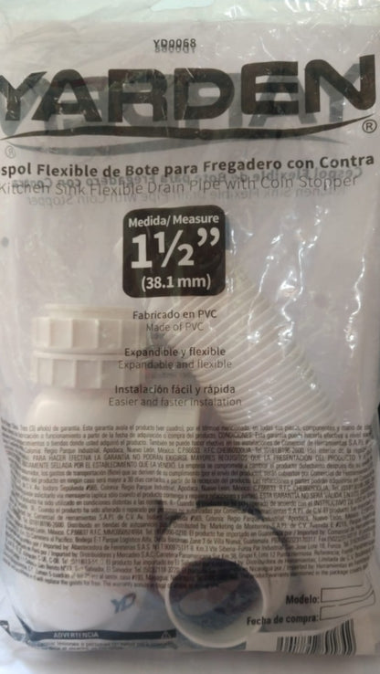 TRAMPA BOTELLA CORRUGADA  PVC 1 1/2" "YARDEN"