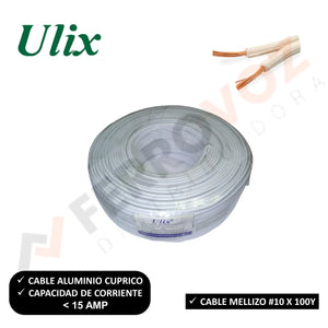 CABLE MELLIZO #10 X 100Y AL-CU "ULIX" ( x metro )